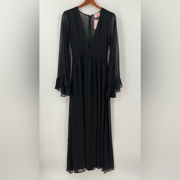 Showpo US4 Dangerous Woman Black Maxi Dressbell sleeve witch sexy goth 0864 - Picture 2 of 15